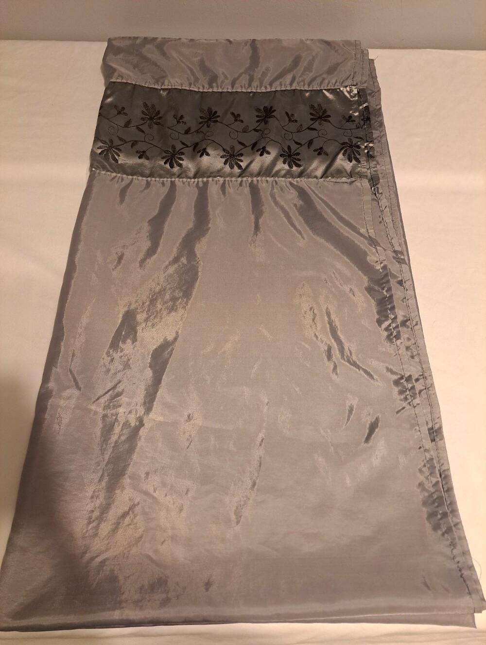 Fabric Shower Curtain Floral Decor Gray Black